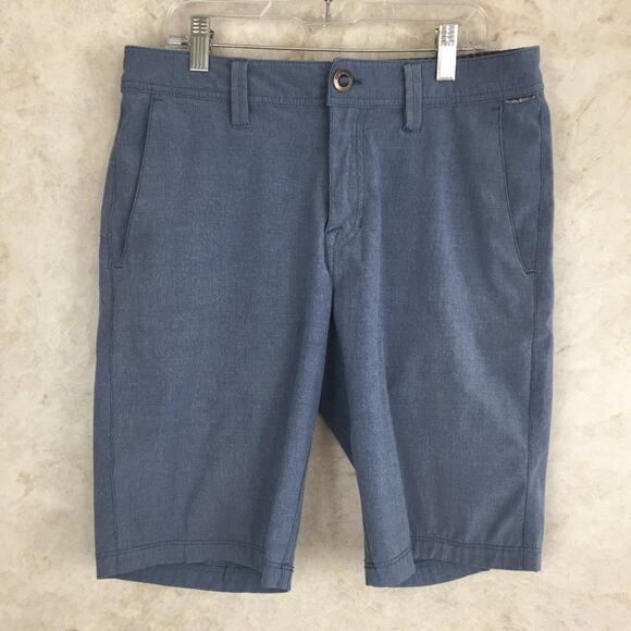 Volcom Blue Surf & Turf 4 Way Stretch Flat Front Shorts Men's Size 28 Waist - Picture 1 of 9